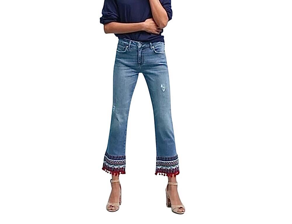 Anthropologie Pilcro & The Letterpress Embellished Cropped Straight Leg Jeans 27